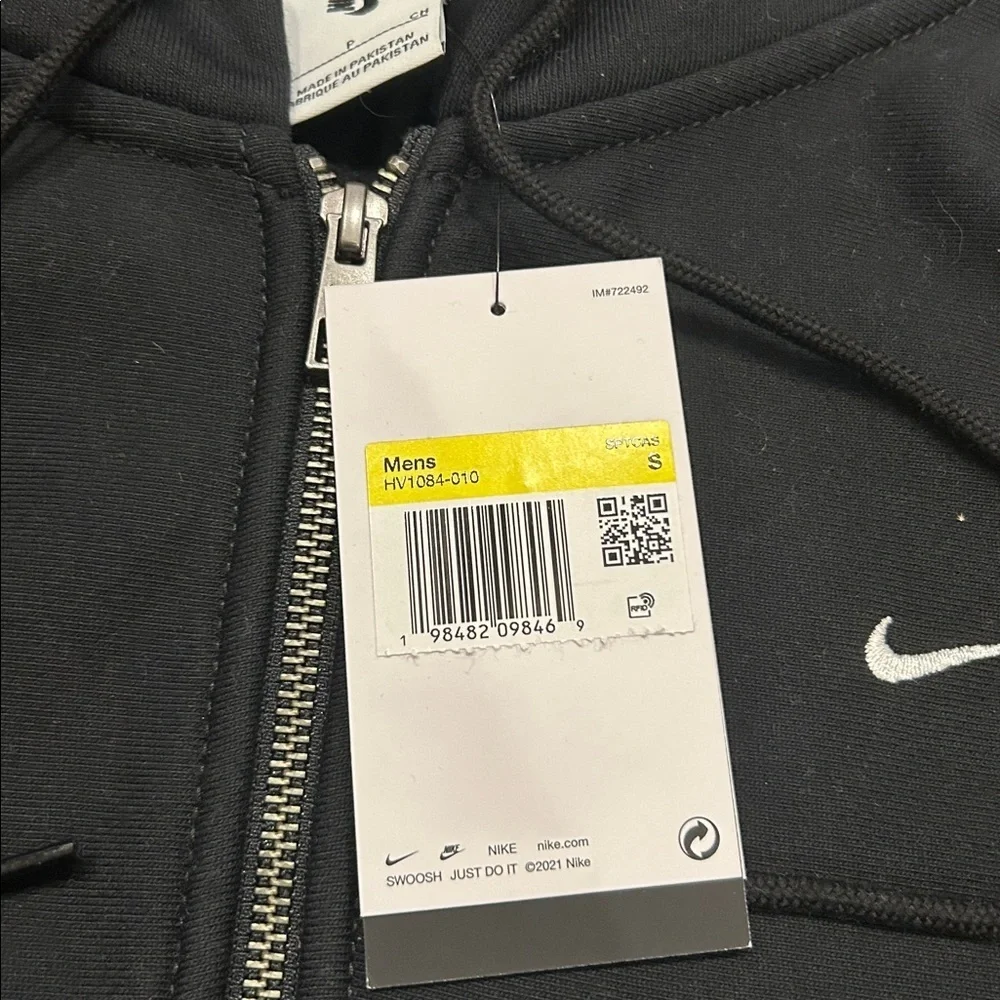 Nike Black Fleece Full-Length Loose Fit Zipper Hoodie HV1084 S